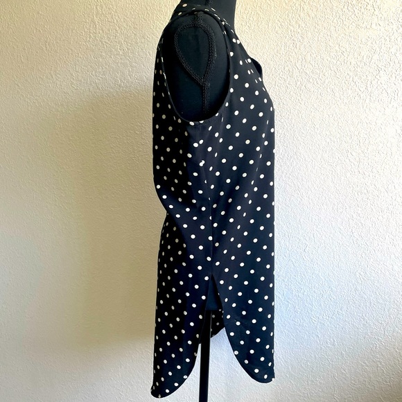 Polkadot Sleeveless Black and White Button Shirt Blouse - Picture 2 of 12